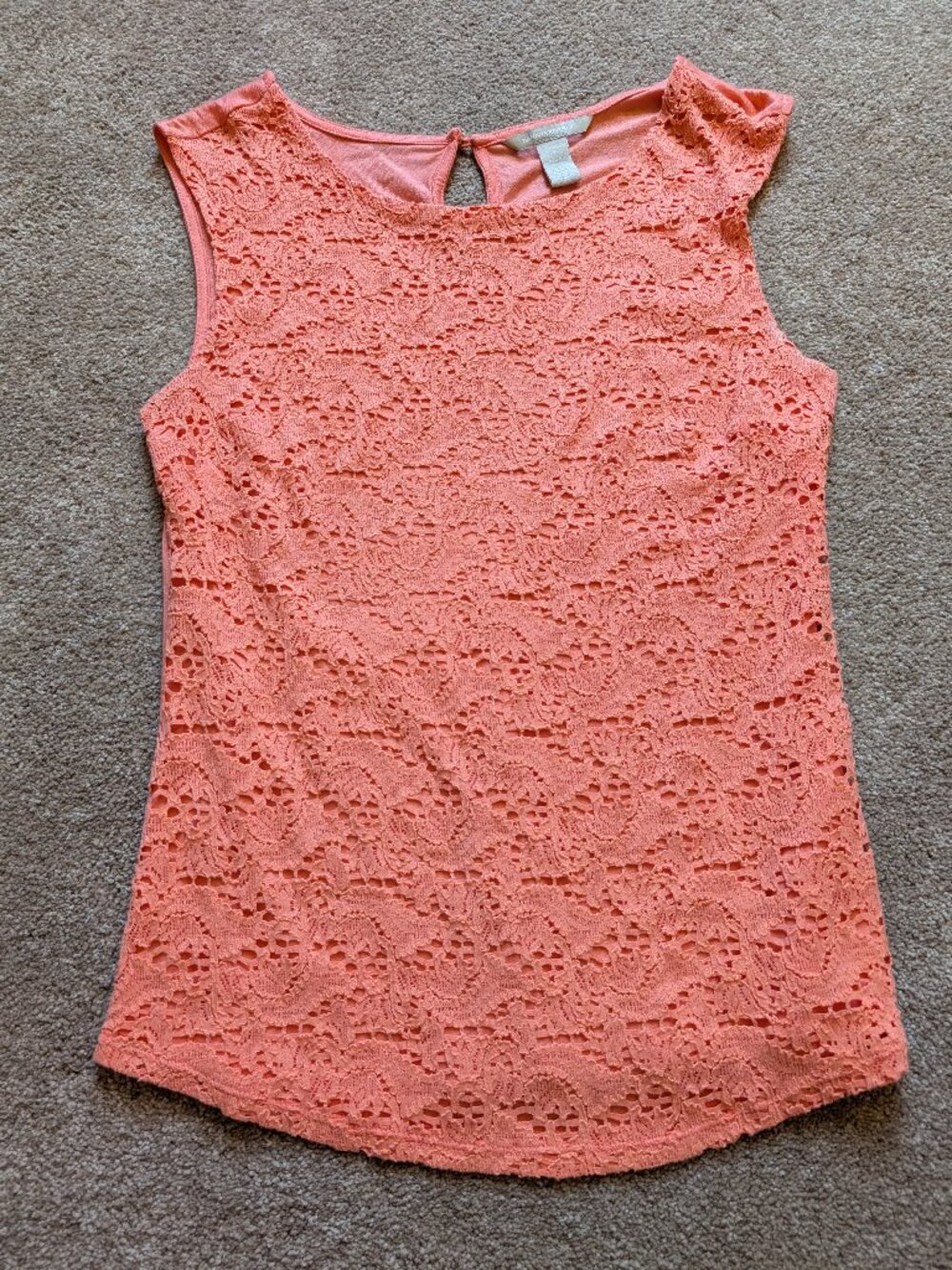 Banana Republic modest lace tank top coral cantaloupe lace size small